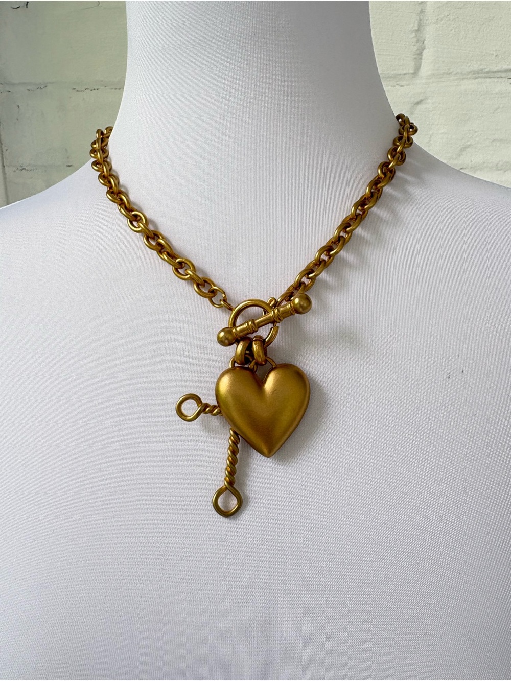 Matte Gold Pendant Charm Necklace with Heart Coin Cross Charms - Picture 10 of 13